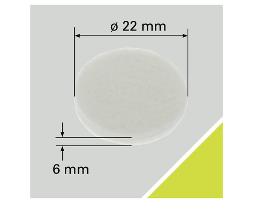 Abbildung eines runden Einsatzes mit den Maßen 22 mm Durchmesser und 6 mm Dicke.