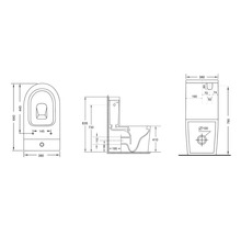 Technische Zeichnung eines Stand WCs mit Maßangaben