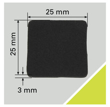 Quadratischer Antirutsch-Puffer, 25 mm Seitenlänge, 3 mm Dicke