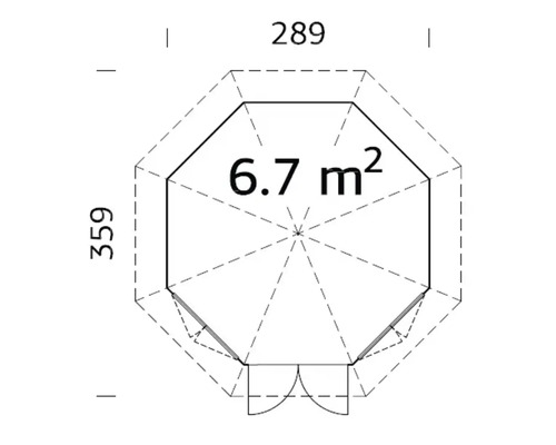 Grundriss mit Maßangaben 289 und 359, sowie Flächenangabe 6.7 m²