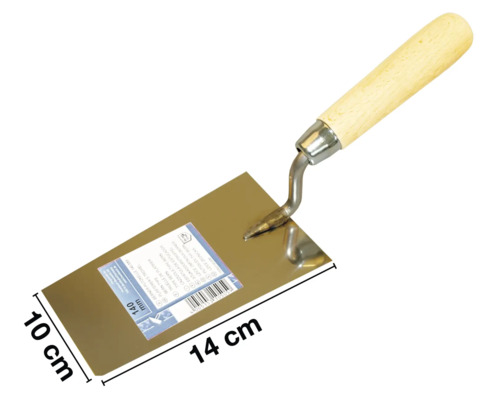 Gipserkelle mit Holzgriff und den Maßen 14 cm mal 10 cm