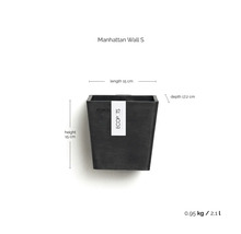 Ecopots Wand-Blumentopf Manhattan Wall S: Länge 15 Zentimeter, Höhe 15 Zentimeter, Tiefe 17,2 Zentimeter, Volumen 2,1 Liter.