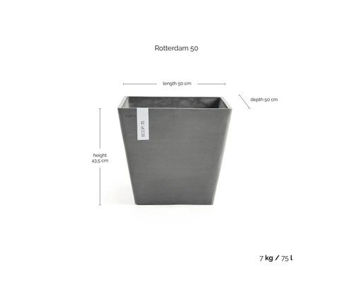 Pflanztopf Ecopots Kunststoff 50 x 50 x 44 cm grau inkl. | HORNBACH AT