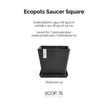 Quadratischer Untersetzer Rotterdam 50 von Ecopots für passende Pflanzgefäße.