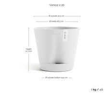 Blumentopf ECOPOTS Venice 2 20, Höhe 17,7 Zentimeter, Außendurchmesser oben 20,1 Zentimeter, unten 14,5 Zentimeter, 4 Liter.
