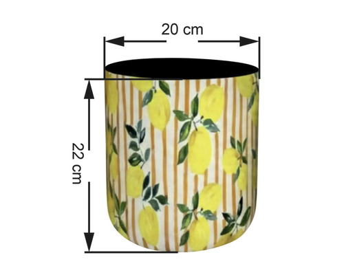 Dekorativer Pflanztopf mit Zitronenmuster, Höhe 22 cm, Durchmesser 20 cm