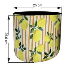 Zylinderförmiger Blumentopf mit Zitronenmuster, Höhe 26,6 cm, Durchmesser 25 cm