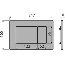 Technische Zeichnung einer Betätigungsplatte mit Maßangaben