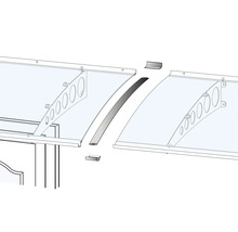 Illustration einer transparenten Haustürüberdachung mit Befestigungsmaterial
