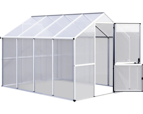 Gewächshaus Modell Nelke III, blank Gewächshaus mit Polycarbonatplatten und einer Tür