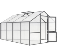 Gewächshaus mit geöffneter Tür und Dachfenster