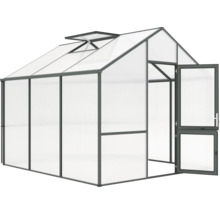 Gewächshaus mit geöffneter Tür und Dachfenster