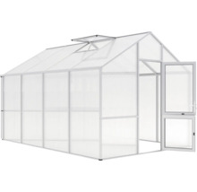 Gewächshaus mit Aluminiumrahmen und geöffneter Tür