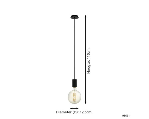 Pendelleuchte, Höhe 110 cm, Durchmesser 12,5 cm
