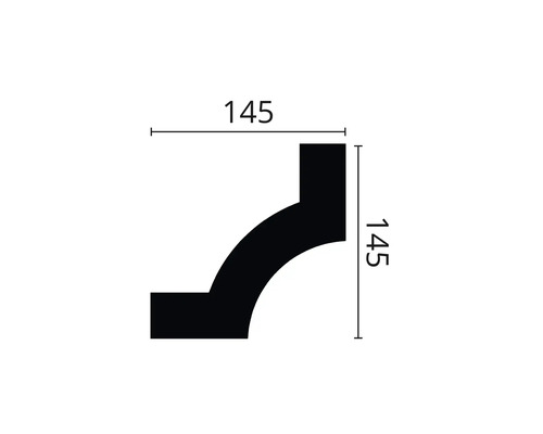 Technische Zeichnung eines Profils mit den Maßen 145 mal 145 Millimeter.