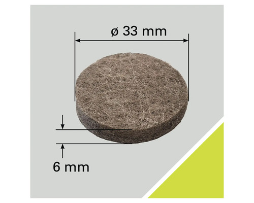 Filzgleiter, Durchmesser 33 Millimeter, Dicke 6 Millimeter