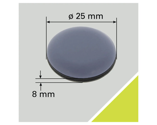 Knopf mit einem Durchmesser von 25 Millimeter und einer Höhe von 8 Millimeter.