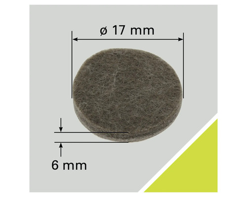 Filzgleiter mit Durchmesser 17 Millimeter und Dicke 6 Millimeter