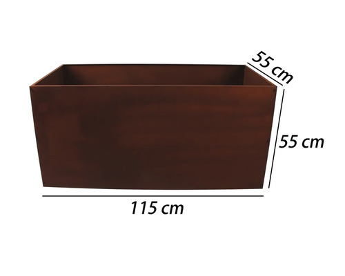 Rechteckiger Pflanzkasten mit den Maßen 115 x 55 x 55 cm