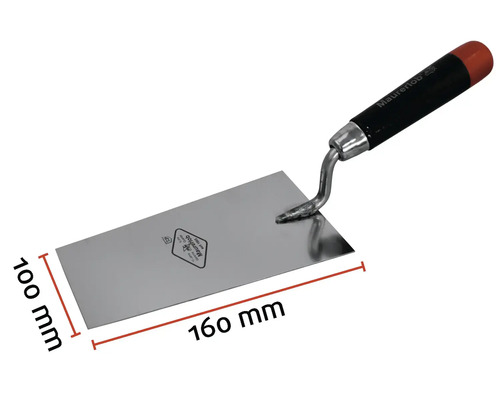 Maurerkelle mit einer Länge von 160 mm und einer Breite von 100 mm.