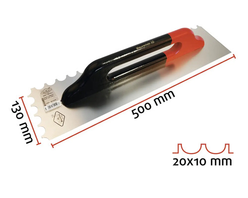 Maurerlob Traufel, 500 x 130 Millimeter, Zahnung 20 x 10 Millimeter