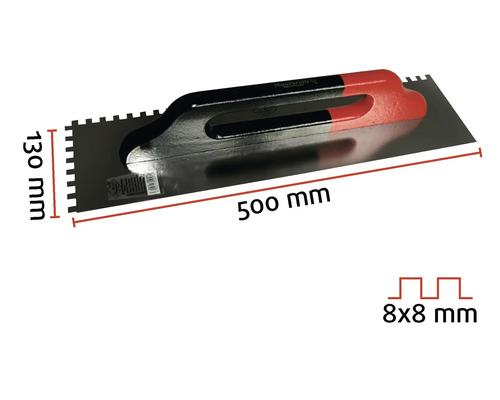 Zahnspachtel, 500 x 130 mm, Zahnung 8x8 mm