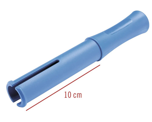 Blauer, circa 10 Zentimeter langer, Abisolierer aus Kunststoff