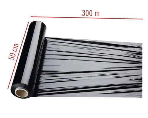 Schwarze Wickelfolie, 50 Zentimeter breit und 300 Meter lang