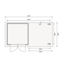 Grundriss einer Gartenlaube mit Maßen