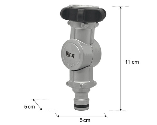 Wasserhahnstück mit Maßen von 11 cm Höhe und 5 cm Breite