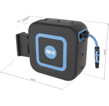 Aufroller für Gartenschlauch mit Schlauchanschluss und den Maßen 62 x 23,5 x 45 cm.