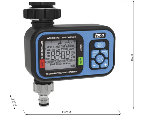 Bewässerungscomputer mit Display und Bedienelementen zur Steuerung der Bewässerung