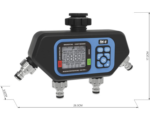 Bewässerungscomputer mit mehreren Anschlüssen und digitaler Anzeige