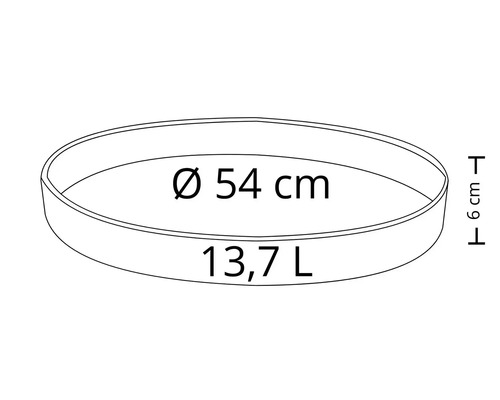 Runde Pflanzschale mit 54 Zentimeter Durchmesser und 13,7 Liter Fassungsvermögen