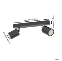 Deckenleuchte mit zwei Strahlern, Länge 30 Zentimeter