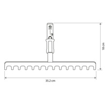 Technische Zeichnung eines Rechenaufsatzes mit einer Breite von 35,2 Zentimetern und einer Höhe von 18 Zentimetern.