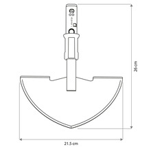Rasenkantenschneider mit einer Breite von 21,5 Zentimeter und einer Höhe von 26 Zentimeter.