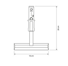 Technische Zeichnung eines Fensterabziehers mit einer Höhe von 20 Zentimetern und einer Breite von 16 Zentimetern.
