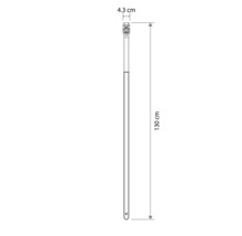 Technische Zeichnung eines Stiels mit Maßen: Länge 130 Zentimeter, Breite oben 4,3 Zentimeter.