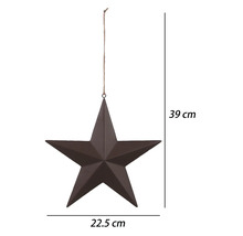 Dekorationsstern zum Aufhängen aus Metall, braun, Breite 22,5 Zentimeter, Gesamthöhe 39 Zentimeter.