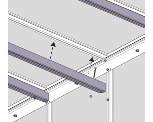 Montageanleitung für Profile an einem Rahmen für eine Terrassenüberdachung oder einen Carport.
