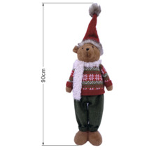 Weihnachts-Deko-Teddybär mit Mütze, Schal, Pullover und Hose, Höhe 90 Zentimeter