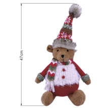 Weihnachts-Teddybär mit Mütze und Schal, Höhe 47 Zentimeter.