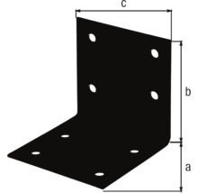 Winkelverbinder aus Metall mit Maßangaben a, b und c.