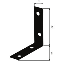 Winkelverbinder in L-Form mit Maßangaben für Schenkellänge a, Schenkellänge b und Breite c.