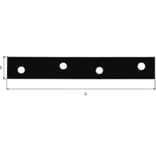Maßskizze für ein Lochband mit Kennzeichnung der Länge a und Breite b.