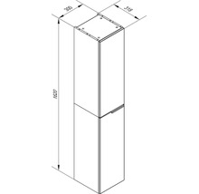 Technische Zeichnung eines Badezimmer-Hochschranks mit den Abmessungen 1620 mal 318 mal 300 Millimeter.