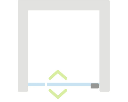 Symbol für eine absenkbare Bodendichtung an einer Tür.
