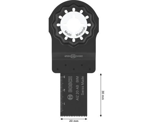 Bosch Starlock Tauchsägeblatt AIZ 20 AB für Multimaterial, 20 mal 30 Millimeter für Multifunktionswerkzeug