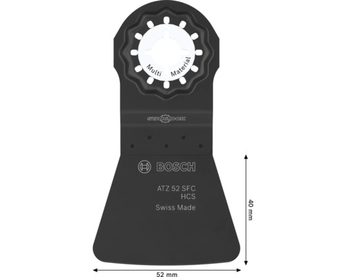 Bosch Starlock Multifunktionswerkzeug Blatt ATZ 52 SFC aus Kohlenstoffstahl mit 52 Millimeter Breite und 40 Millimeter Schnitttiefe